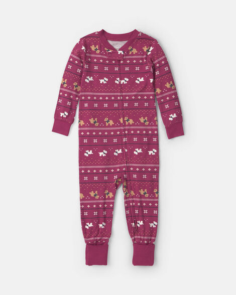 baby 1-piece fair isle purelysoft™ snug fit pajama - burgundy