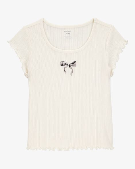 Product image 1 of Kid Bow Pointelle Baby Tee - White