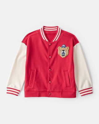 Product image 1 of Toddler Boy Bear Varsity Jacket - Red/Ivory