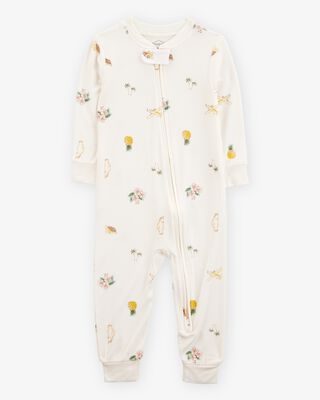Product image 1 of Baby Tropical Print PurelySoft Footless 1-Piece Pajamas - Ivory