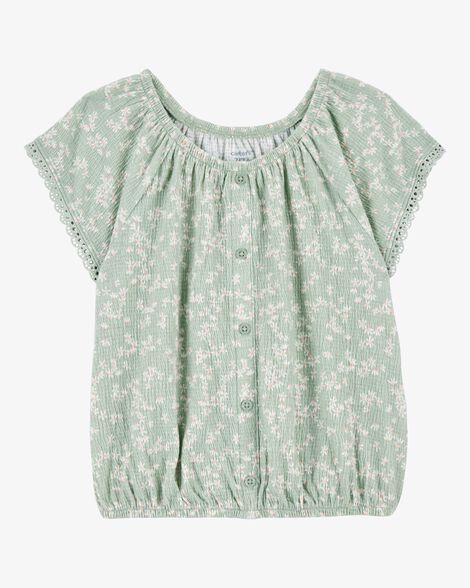  Product image 1 of Kid Short-Sleeve Floral Fashion Top - Green