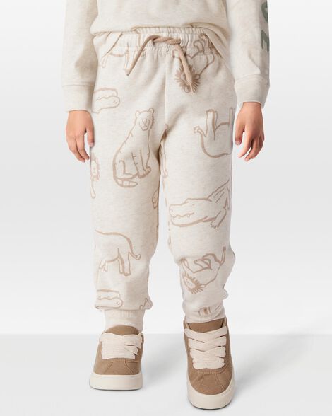  Product image 1 of Toddler Pull-On Animal Print Fleece Pants - Gray