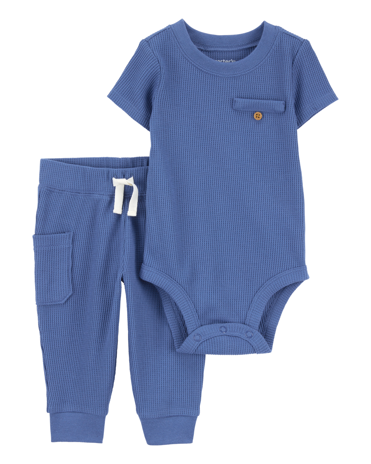 Baby 2-Piece Short-Sleeve Bodysuit Pant Set - Blue Baby 2-Piece Short-Sleeve Bodysuit Pant Set - Blue