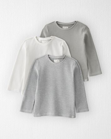 Toddler 3-Pack Waffle Knit Tops Made With Organic Cotton