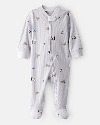 Baby Sheep Print 100% Cotton Long-Sleeve Sleep & Play - Ivory