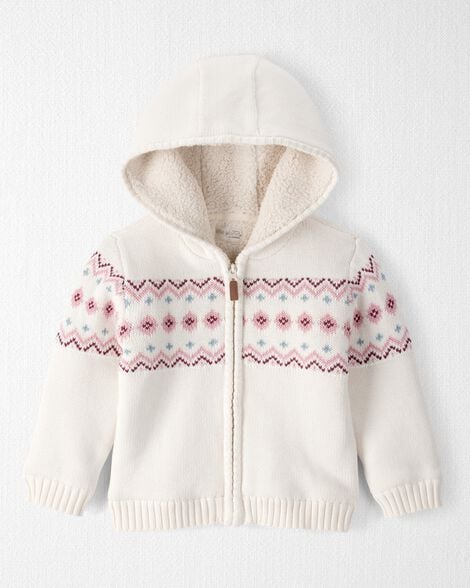Toddler Girl Recycled Fair Isle Sherpa Sweater Knit