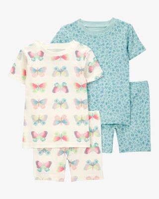 Product image 1 of Baby Butterfly Print Snug Fit 4-Piece Pajamas