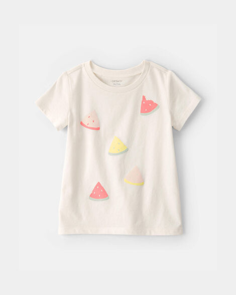 toddler girl watermelon graphic tee - cream