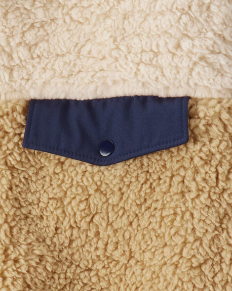 Product image 3 of Boys Sherpa Long-Sleeve Zip-Up Jacket - Cream/Navy