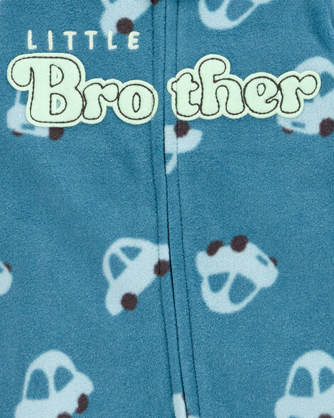 Product image 2 of Baby Little Brother Fleece Zip-Up Footie Sleep & Play Pajamas