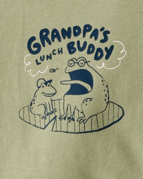Baby Boy Grandpa's Lunch Buddy Frog Cotton Long-Sleeve Graphic Bodysuit - Green
