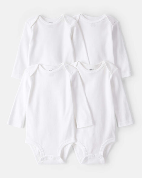 baby 4-pack long-sleeve bodysuits - white