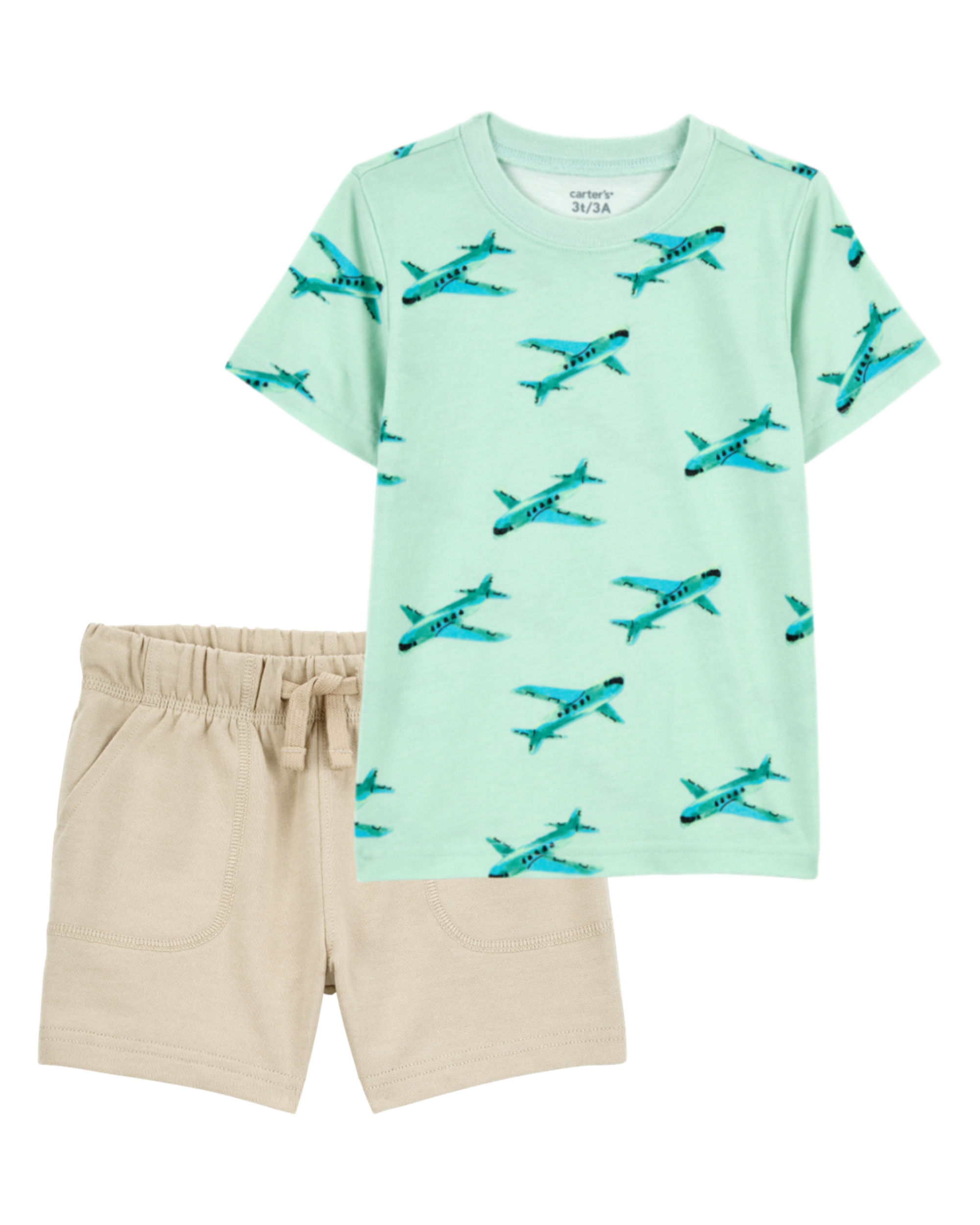 Baby 2-Piece Airplane Print Tee & French Terry Shorts Set