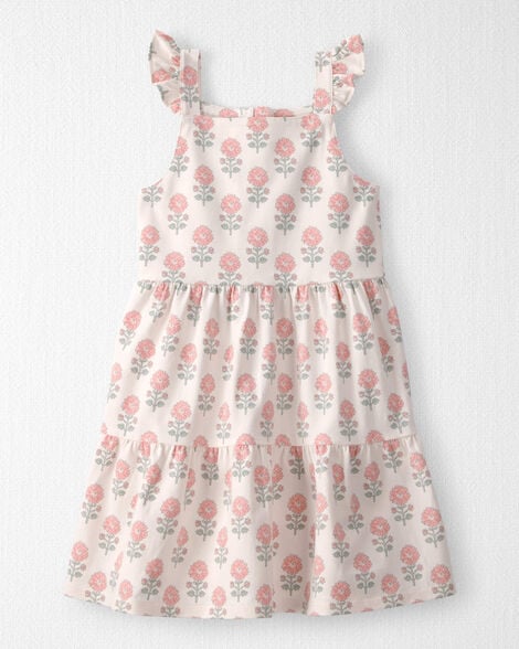 Toddler Girl Organic Cotton Tiered Dress in Rosebud Petal Print