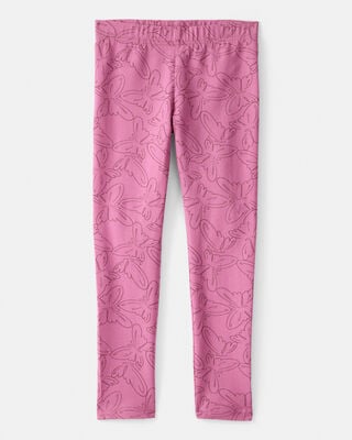 Girls Heart Floral Pull-On Stretch Leggings - Blue