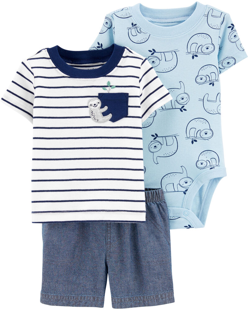 3 Piece Sloth Little Short Set Carters Com