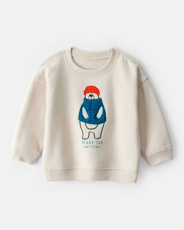Product image 1 of Baby Boy DayDream Fleece Bear Pullover Sweatshirt - Cream