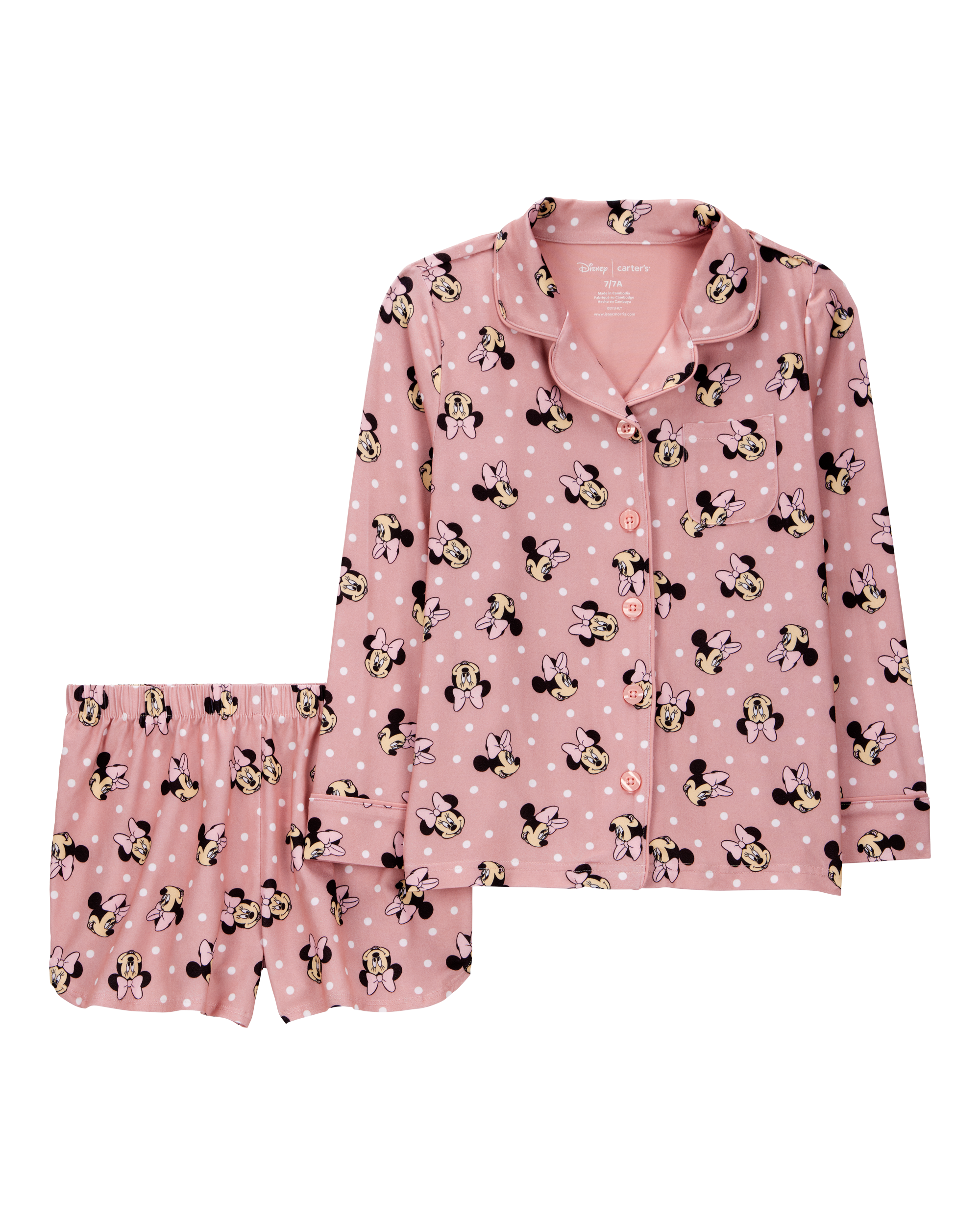 Kid Disney© Minnie Mouse Coat-Style Loose Fit 2-Piece Pajamas - Pink