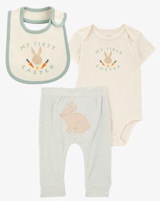 Product image 1 of Baby 3-Piece My First Easter Teething Bib & Bodysuit Pant Set