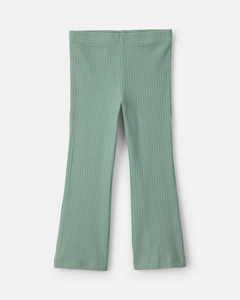 toddler girl cotton pull-on stretch flare leggings - green