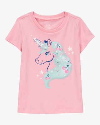 Product image 1 of Toddler Horse-Print Short-Sleeve Graphic Tee - Pink