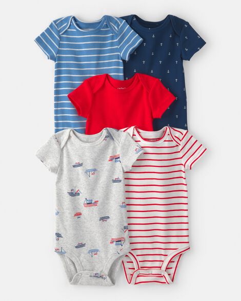 baby 5-pack nautical multipack bodysuits - red/white/blue