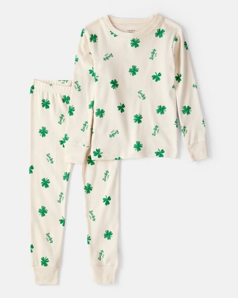 toddler st. patrick's day 100% cotton snug fit 2-piece pajamas - ivory