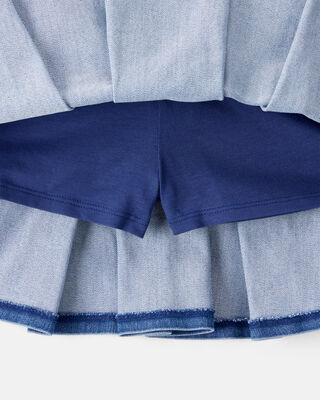 Product image 2 of Kid Pull-On Pleated Denim Skort - 70s Blue Wash