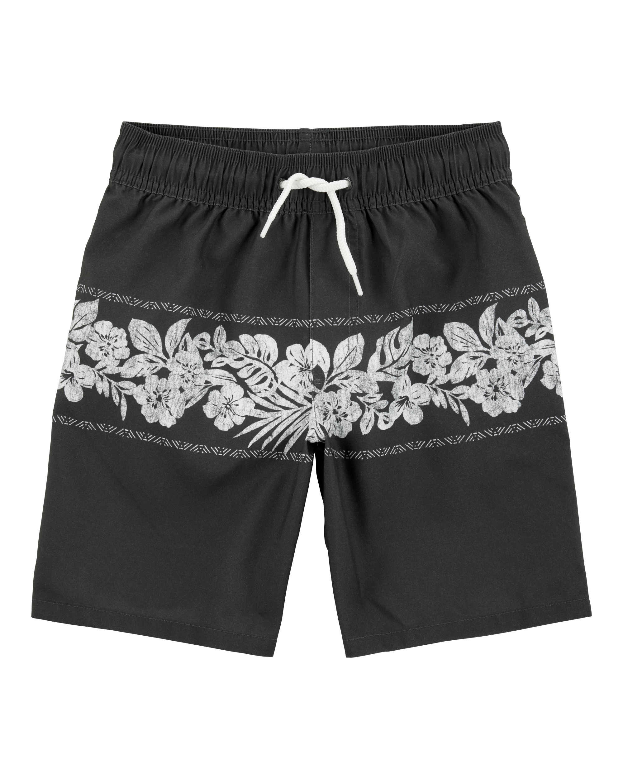 Boys Tropical Swim Trunks-Black