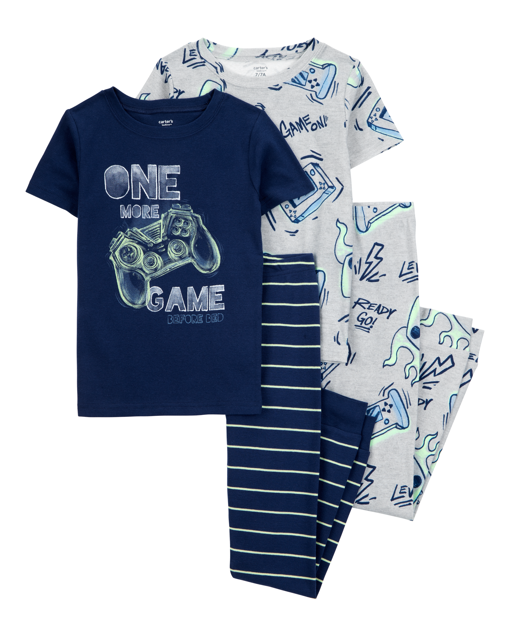 Kid 4-Piece Gamer Cotton Pajamas
