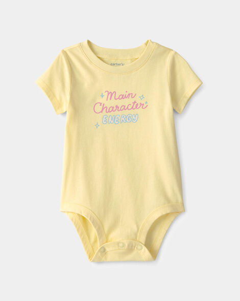 baby 'main character energy' graphic bodysuit - yellow