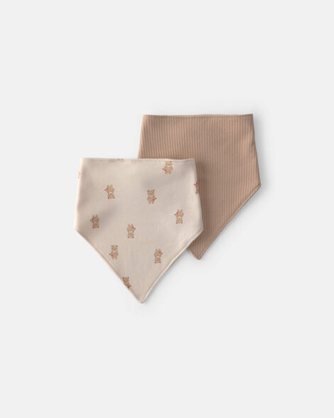 baby boy 2-pack bear bibs - brown