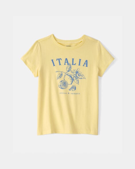 girls italia lemon graphic tee - yellow
