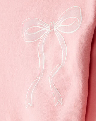 Product image 2 of Toddler Girl Bow French Terry Long-Sleeve Top & Skirt Set - Pink