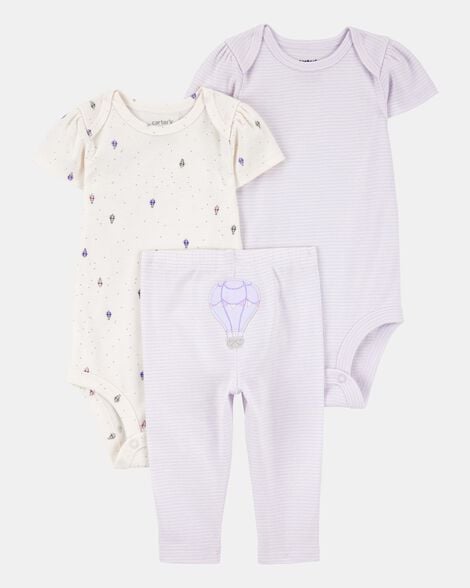 baby girl 3-piece hot air balloon little character set® - purple
