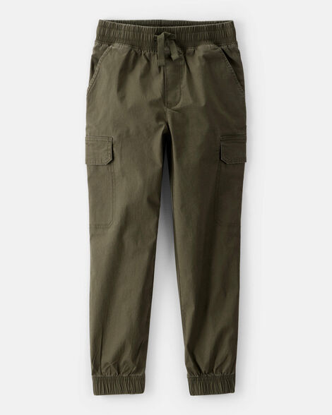 boys cotton fashion cargo pants - green