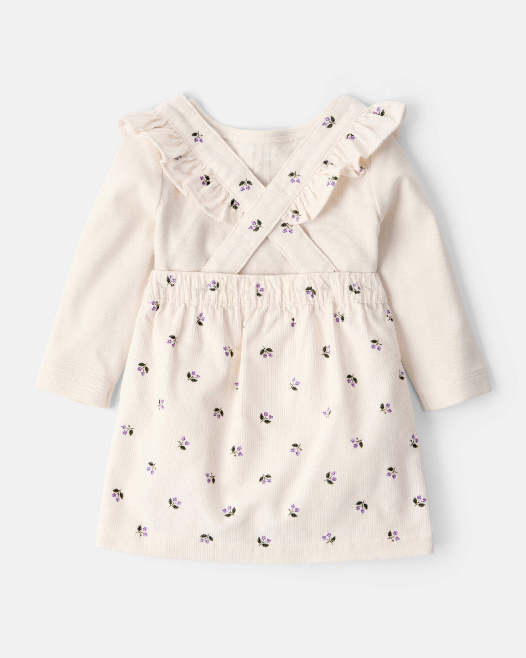 Baby Girl 3-Piece Floral Long-Sleeve Dress Set - White