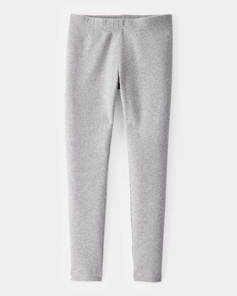 Product image 1 of Kid Solid Cotton Ribbed Stretch Leggings - Grey