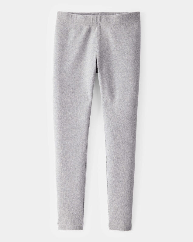Product image 1 of Kid Solid Cotton Ribbed Stretch Leggings - Grey