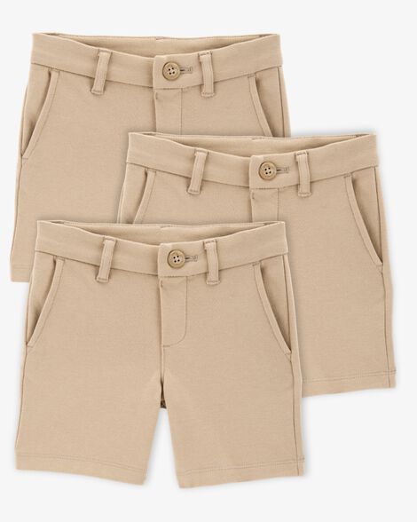 Product image 1 of Toddler 3-Pack Ponte Knit Uniform Shorts - Khaki