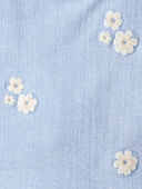 Blue - Toddler Girl Embroidered Denim Skort - Blue, Selected