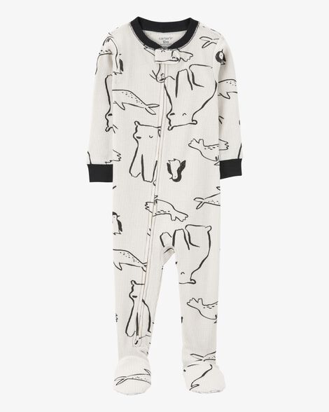  Product image 1 of Toddler 1-Piece Arctic Animal Print Waffle Knit Footie Pajamas