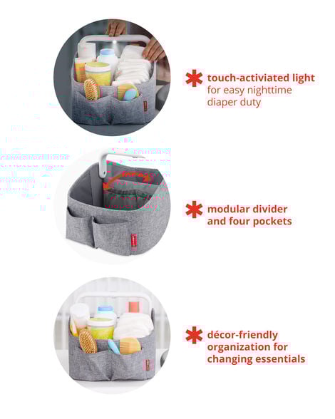 Product image 3 of Nursery Style Light-Up Diaper Caddy - Heather Grey