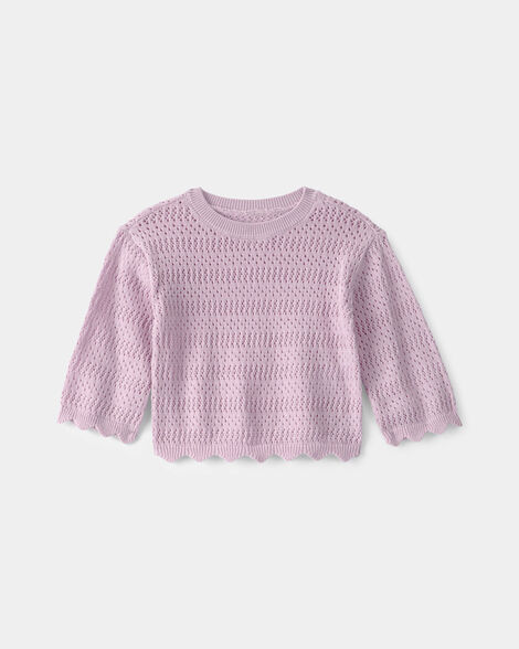 Baby Girl Scalloped Sweater - Purple