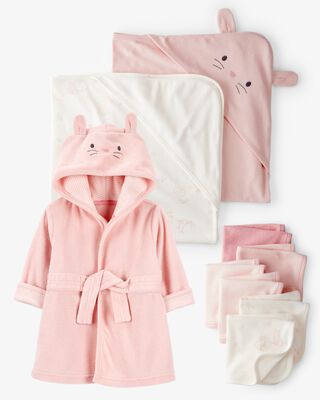 Product image 1 of Baby 9-Piece Bunny Bath Time Gift Set - Pink