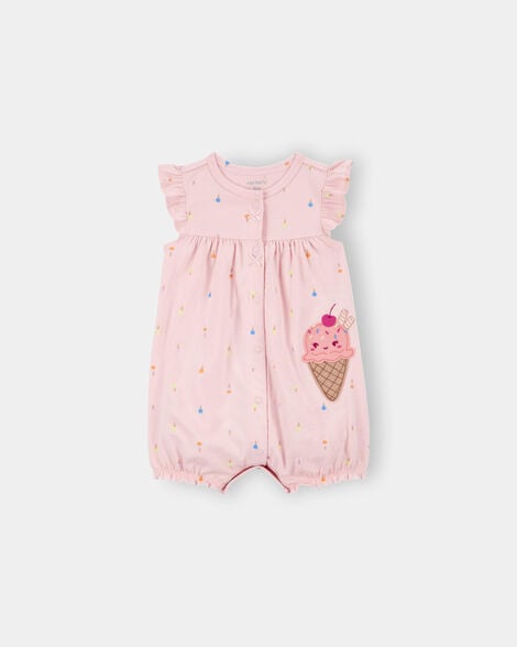 baby girl ice cream romper - pink