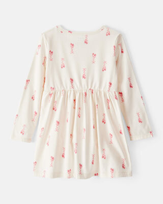 Product image 2 of Toddler Girl Ballet Slipper Print Long-Sleeve Dress - Ivory