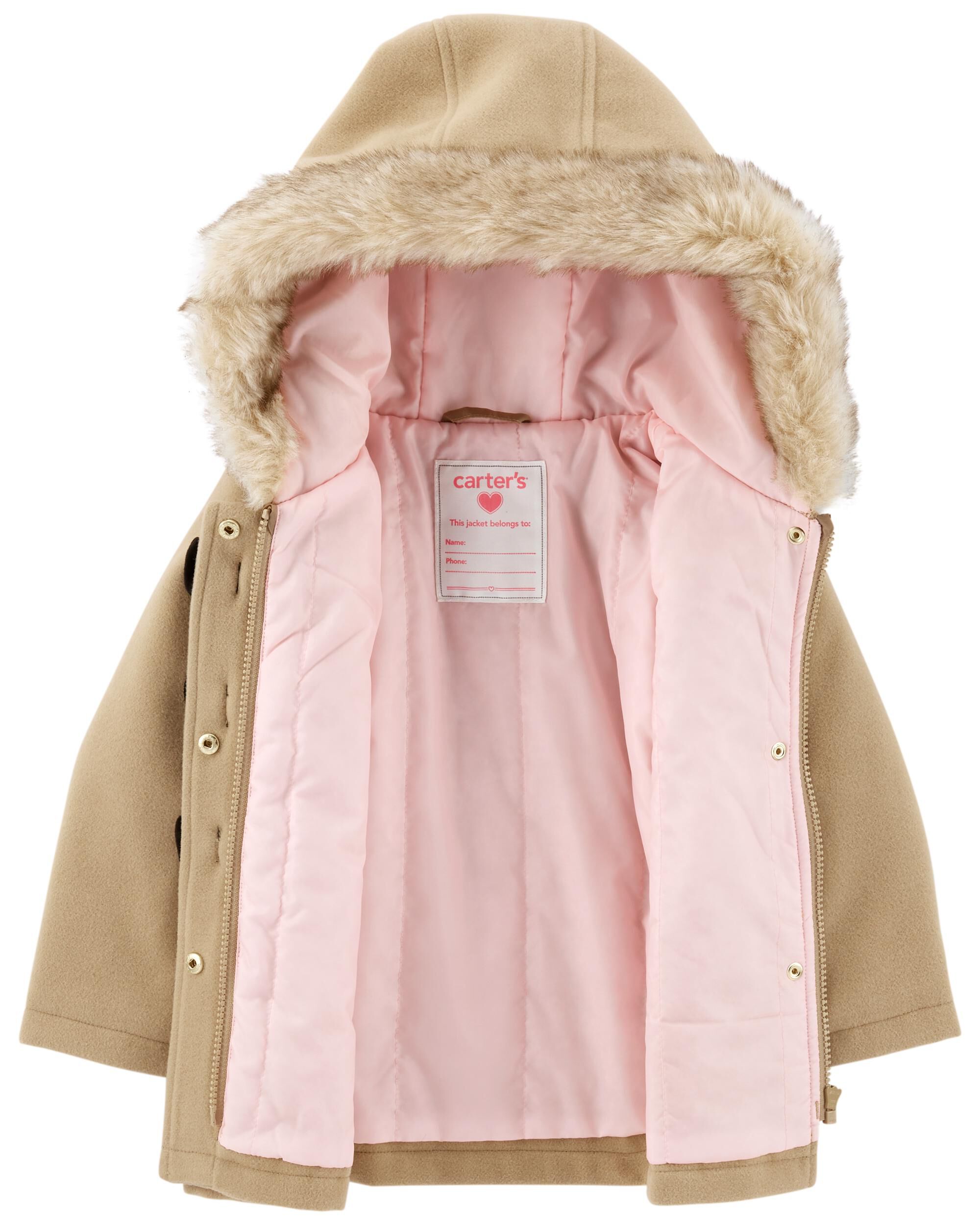 Toddler Faux Fur Hooded Peacoat Carter s Carter s