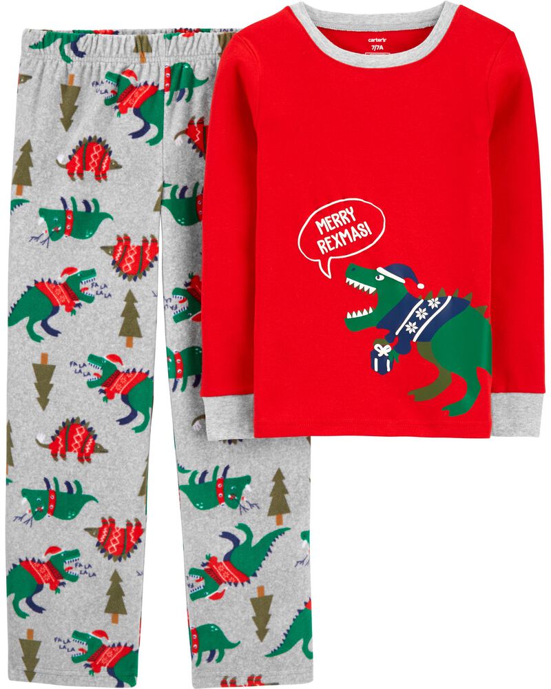 2-Piece Dinosaur Christmas Fleece PJs | carters.com