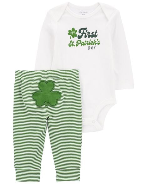 baby 2-piece first st. patrick's day bodysuit pant set